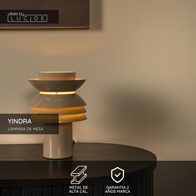 Lucide YINDRA - Lámpara de mesa - Ø 17,5 cm - 1xE27 - Taupe | Vibes